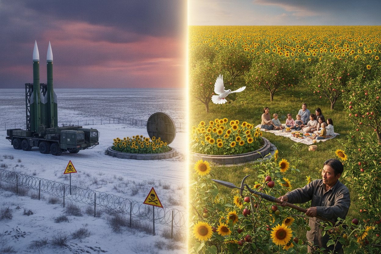 A clock near midnight and the Bible's promise of an end to war